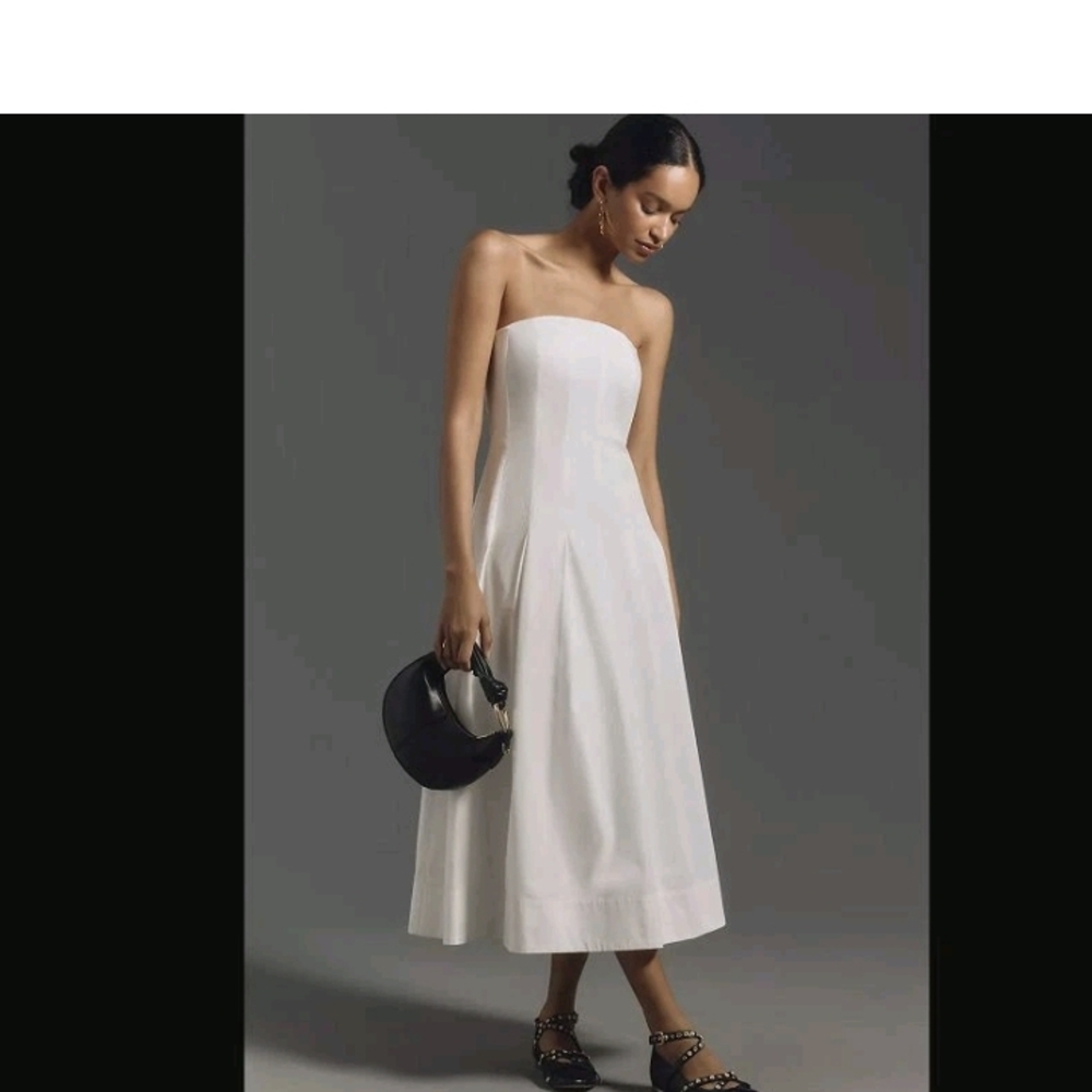 Mare Mare x Anthropologie Strapless Seamed A-line Midi Dress